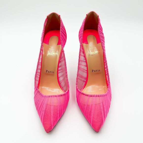 Christian Louboutin Pink Follie Draperia Mesh Pump Heels EU 40.5 US 10.5 - Picture 3 of 11